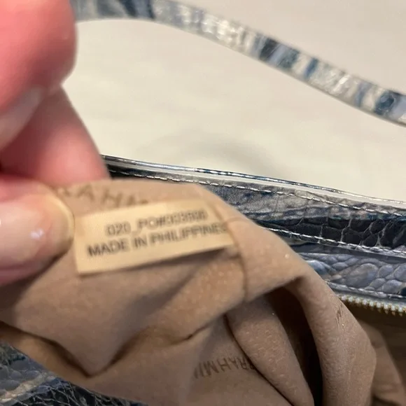 Brahmin Leather Misha Splash Tote Bag EUC Blue & White W/ Matching Wallet - Picture 9 of 16